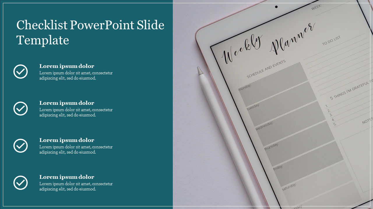  Awesome Five Noded Checklist PowerPoint Slide Template